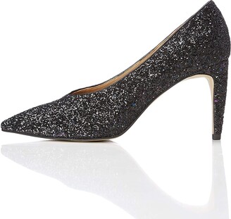 black glitter court shoes uk