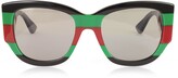 Thumbnail for your product : Gucci GG0276S Color Block Oversize Cat Eye Acetate Sunglassesw/Sylvie Web Temples
