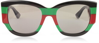 Gucci GG0276S Color Block Oversize Cat Eye Acetate Sunglassesw/Sylvie Web Temples