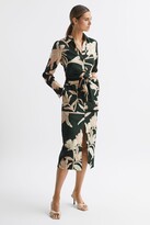 Thumbnail for your product : Reiss Dahlia Print Linen Cropped Tie Front Blouse