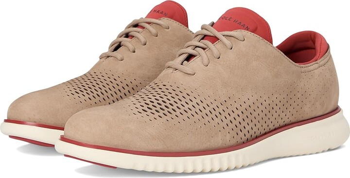 Cole Haan 2.Zerogrand Laser Wingtip Oxfords Lined Men's Lace up casual Shoes Dark Latte Nubuck/Cinnabar/Ivory : 8 D - Medium
