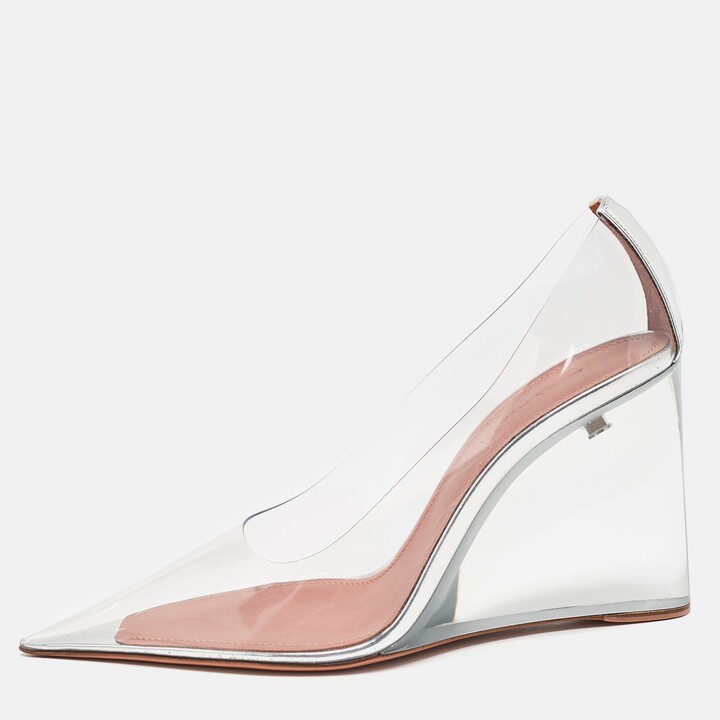 Amina Muaddi Transparent Pvc Ane Wedge Pumps