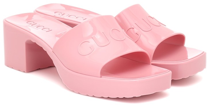 pink gucci rubber slides