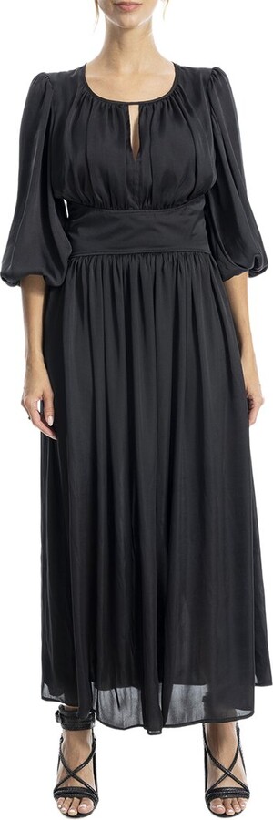 Max Studio Satin Elbow-Sleeve Maxi Dress