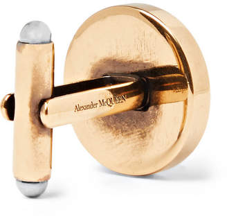 Alexander McQueen Logo-Engraved Silver And Gold-Tone Cufflinks