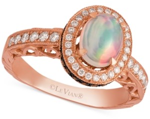 LeVian Opal (2/3 ct. t.w.) and Diamond (5/8 ct. t.w.) Ring in 14k Rose Gold, Created for Macy's