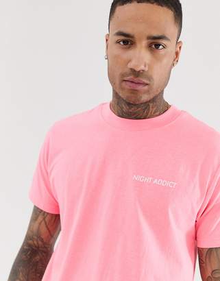 Night Addict oversized neon pink t-shirt
