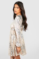 Thumbnail for your product : boohoo Maternity Zigzag Sequin Tie Waist Shift Dress