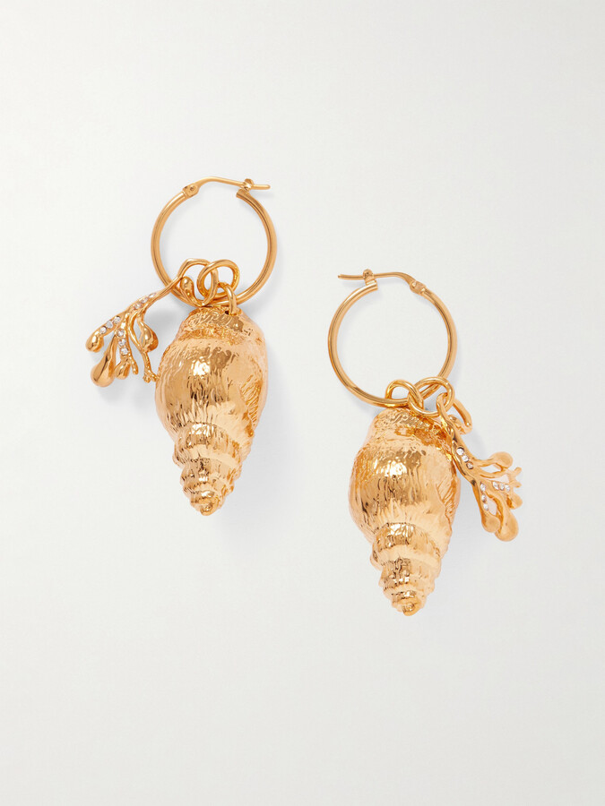 Oscar de la Renta Gold-tone Crystal Hoop Earrings - One size
