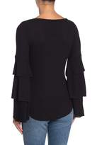 Thumbnail for your product : Chaser Waffle Knit Layered Bell Sleeve Top