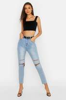 Thumbnail for your product : boohoo Tall Light Wash Ripped Jeans