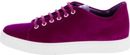 Manolo Blahnik Velvet Low Top Sneakers Purple Round-Toes Lace-Up Closure at Uppers Includes Box & Dust Bag Designer