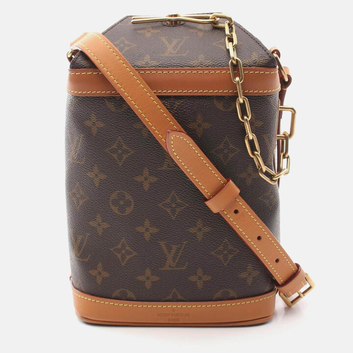 Louis Vuitton Milk Box Shoulder Bag Coated Canvas Leather Monogram Brown