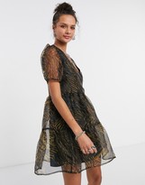 Thumbnail for your product : Vila organza tiered smock dress in animal