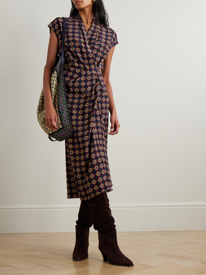 関税送料込Dries Van Noten Printed V-Neck Dress Dries Van Noten Women's Dresses | ShopStyle CA