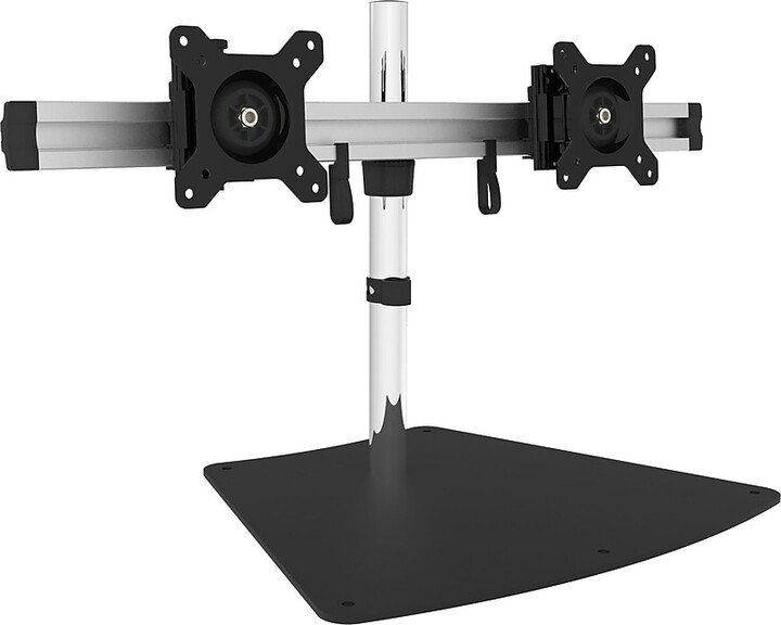 SIIG Easy-Adjust Dual Monitor Desk Stand Adjustable, Up to 27", Silver/Black (CE-MT2011-S1)