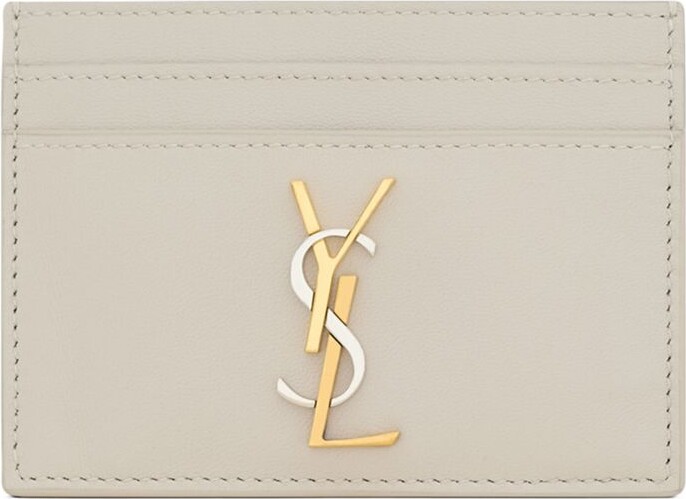 Saint Laurent Card Holder With Logo - Cream - ShopStyle