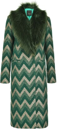 Pinko Fur-Panelled Zigzag Coat
