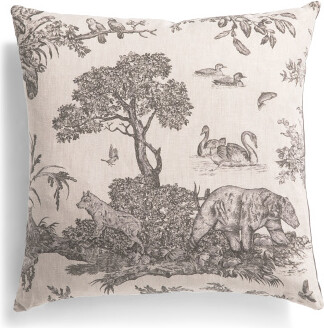 TJMAXX By Schumacher Fabric 22X22 Linen Luxe Western Toile Pillow