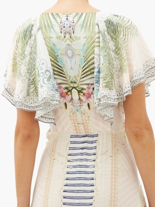 Camilla Beach Shack Ruffled Silk Wrap Dress - White Print