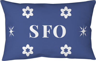 Khieu San Franciscon Basketball Colors White Blue White Spun Polyester Blown & Closed Pillow 14 inch x 10 inch