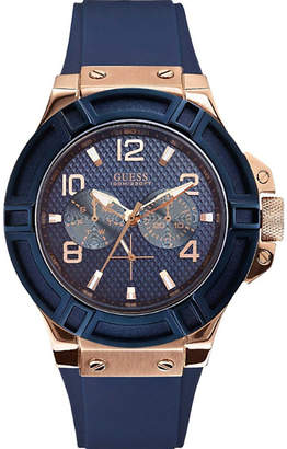 GUESS W0247G3 Rigor rose gold-toned PVD stainless steel and rubber watch