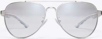 Tory Burch T-Logo Pilot Blue Light Filtering Eyeglasses | Blue Light Filtering Eyeglasses, Crystal | OS