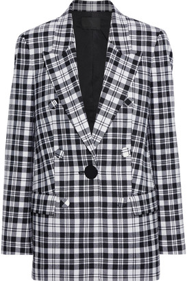Alexander Wang Leather-trimmed Checked Wool Blazer