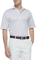 Thumbnail for your product : Peter Millar Striped-Knit Short-Sleeve Polo, White-Sherry