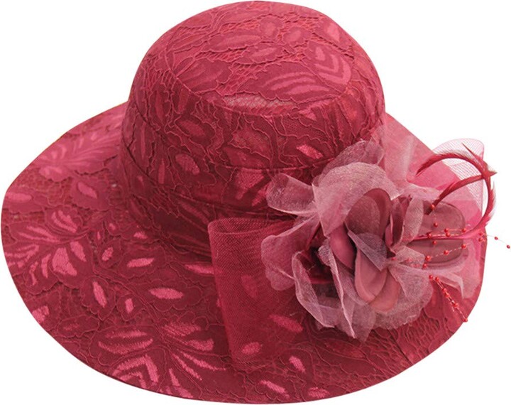 Generic Women's lace mesh Basin hat Flower Large Brim Sun Visor