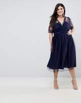 Thumbnail for your product : ASOS Curve CURVE Lace Top Midi Dress With Ruched Bodice