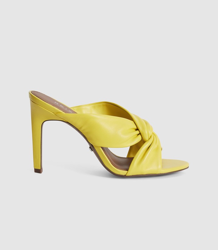 yellow heeled mules
