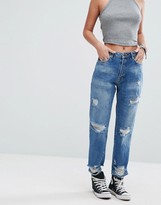 Thumbnail for your product : Pull&Bear Ripped Mom Jeans