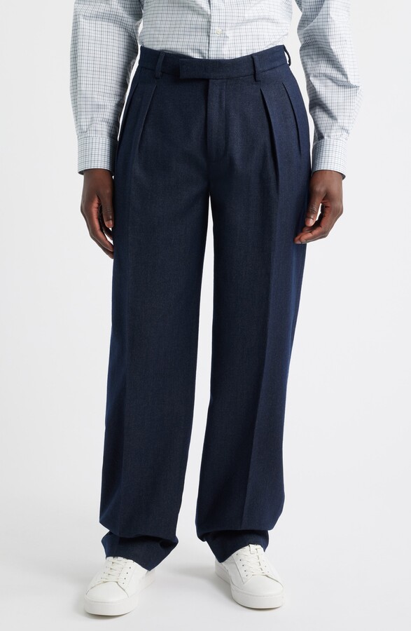 Billy Reid Pleated Cotton & Wool Dress Pants