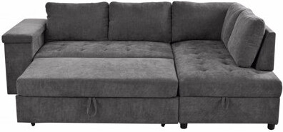 Latitude Run Sleeper L-Shaped Couch With Pull Out Bed And Storage Basic Sectional Sofa Sofa With Hidden Storage Wide Armrest With Storage
