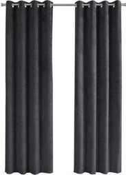 Contemporary Grey Velvet Room Darkening Curtain Panels, 2Pcs Set, Grommet Design For Easy Installation And Stylish Appeal