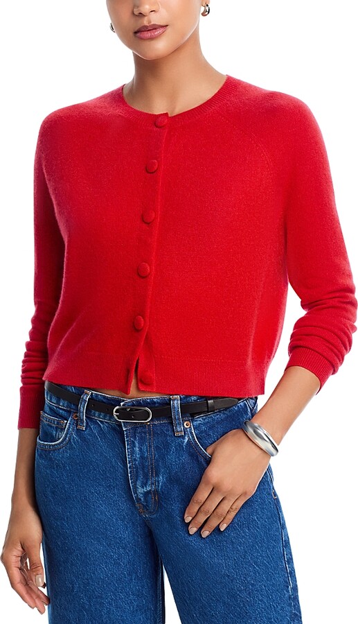 Aqua Cashmere Crewneck Cardigan - Exclusive