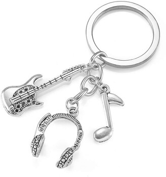 Jovivi Alloy Keyring with Guitar Headphones Note Pendant Music Key Ring Keychain Music Lover Gift