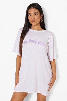 boohoo Petite Baby Girl Print T-Shirt Dress