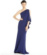 Thumbnail for your product : Carmen Marc Valvo cobalt crepe ruffled one shoulder gown