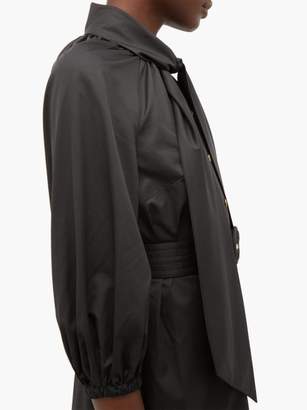 Zimmermann Espionage Pussybow Belted Cotton Shirt Dress - Womens - Black
