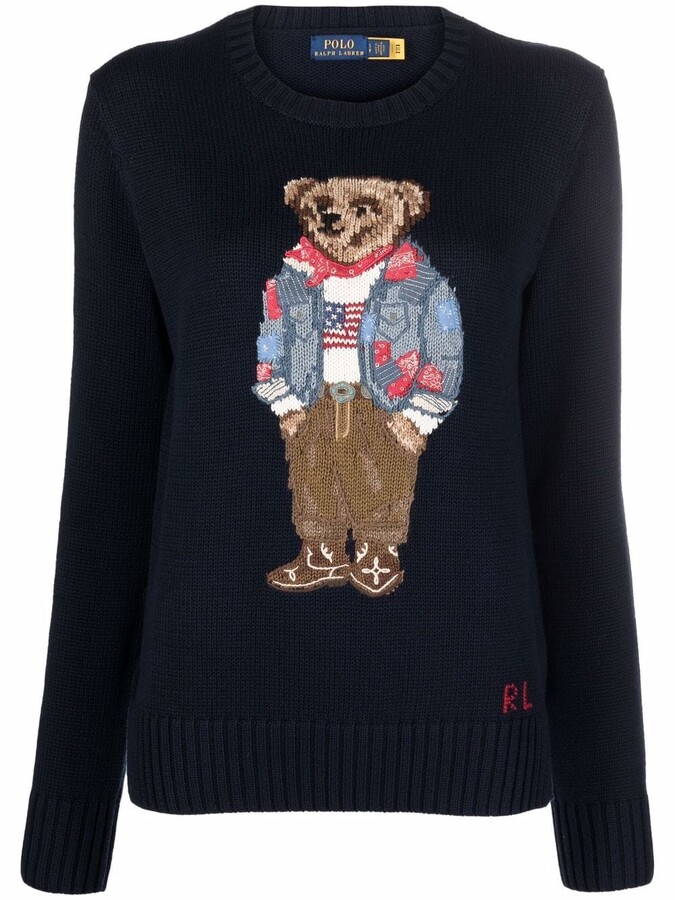 Polo Ralph Lauren Teddy Bear-Print Knitted Jumper - ShopStyle Sweaters