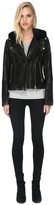 Thumbnail for your product : Soia & Kyo ALLISON leather jacket with removable knit hood and bib in black