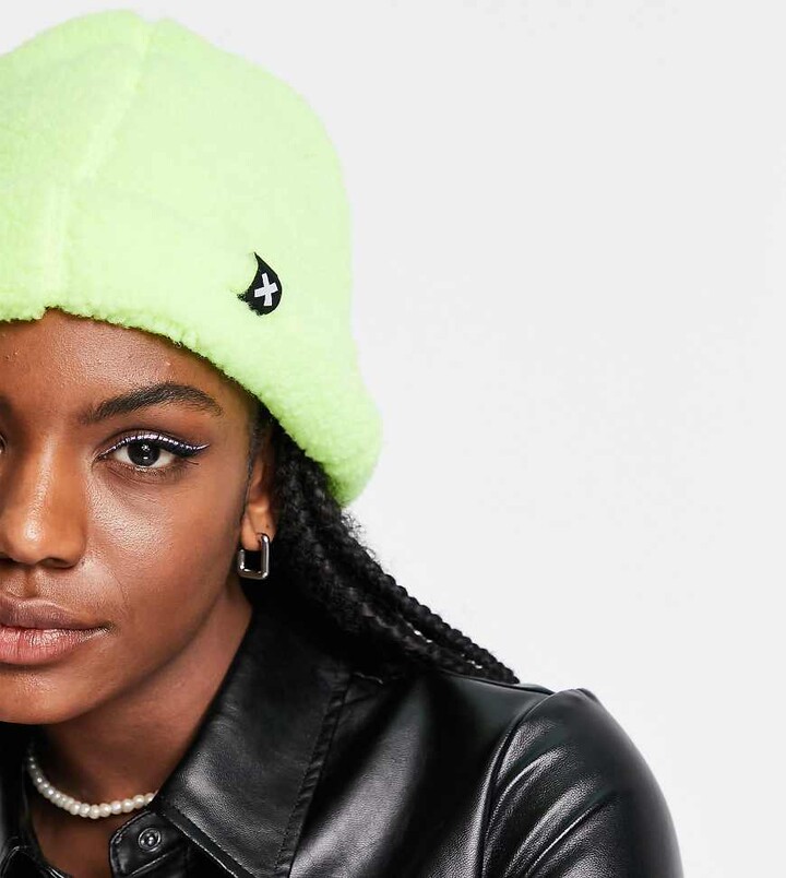 Collusion Unisex borg fisherman beanie in neon yellow ShopStyle Hats