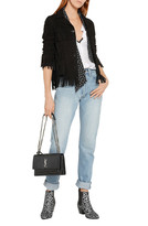 Thumbnail for your product : Saint Laurent Curtis Fringed Suede Jacket - Black