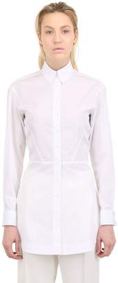 Alaia Cotton Poplin Shirt W/ Asymmetrical Hem