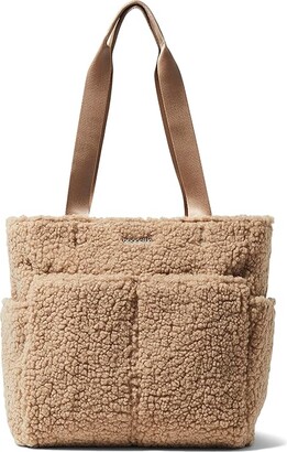 Baggallini Carryall North/South Tote (Taupe Faux Shearling