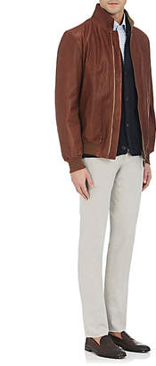 Luciano Barbera Men's Reversible Leather & Broadcloth Bomber Jacket