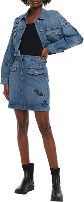 Moschino Embroidered Denim Mini Skirt