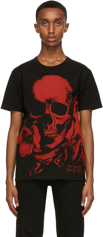 Alexander McQueen Black & Red Skull Print T-Shirt - ShopStyle